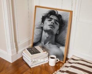 Handsome Muscular Man Sketch Wall Art Line Art Print