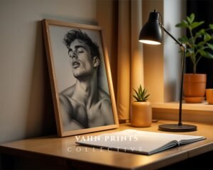 Muscular Man Wall Art Line Drawing Male Figure Printable