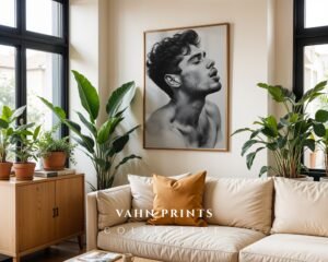 Strong Male Body Sketch Wall Art Minimal Line Art Print