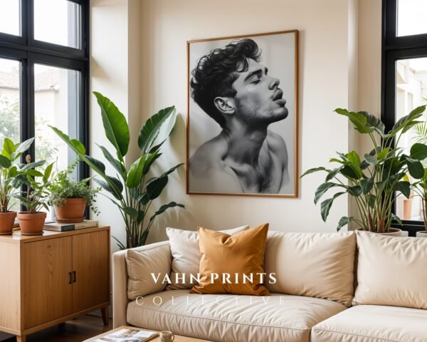 Strong Male Body Sketch Wall Art Minimal Line Art Print