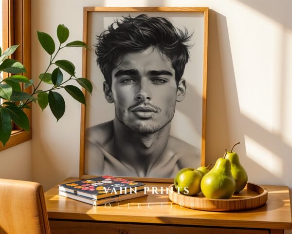 Male Form Line Drawing Wall Art Muscular Man Digital Download