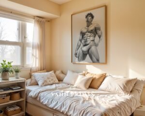 Modern Nude Male Body Wall Art Artistic Line Drawing