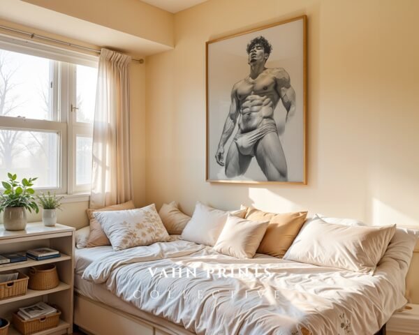 V28c_m1 Modern Nude Male Body Wall Art Artistic Line Drawing