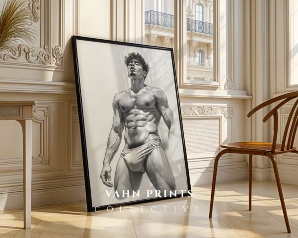 V28c_m10 Modern Nude Male Body Wall Art Artistic Line Drawing