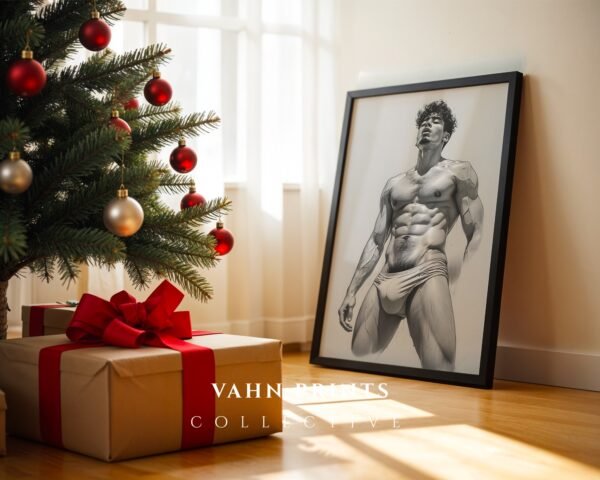 V28c_m6 Modern Nude Male Body Wall Art Artistic Line Drawing