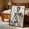 V28c_m9 Modern Nude Male Body Wall Art Artistic Line Drawing