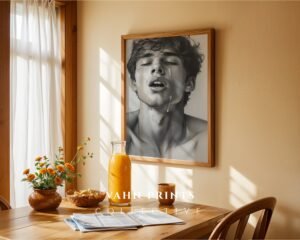 V292c_m1 Gay Male Figure Wall Art Muscular Body Line Drawing Printable Art