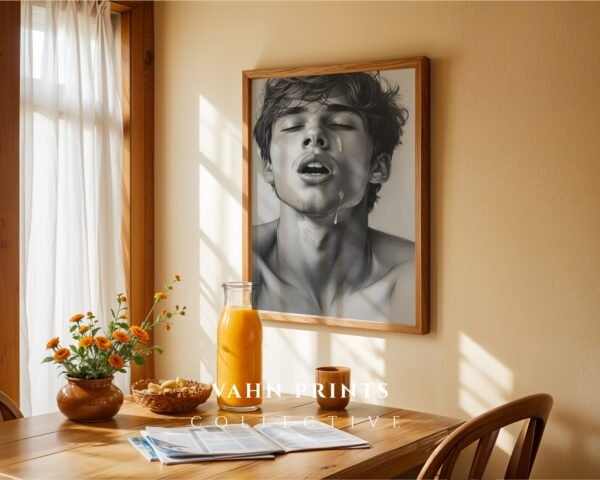 Gay Male Figure Wall Art Muscular Body Line Drawing Printable Art