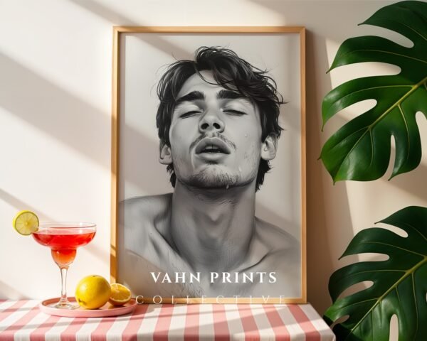 Minimalist Male Body Wall Art Strong Man Sketch Printable Poster