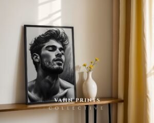Male Anatomy Line Art Print Muscular Figure Modern Wall Art Download