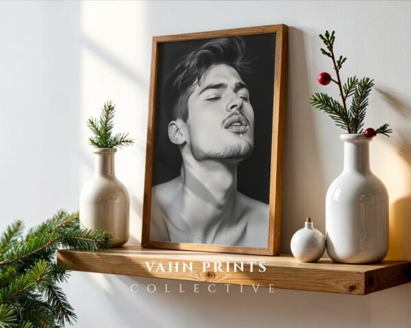 V295c_m1 Handsome Man Body Sketch Wall Art Male Form Minimal Line Drawing