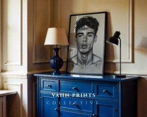 Muscular Male Figure Line Art Printable Wall Decor Modern Minimalist Art