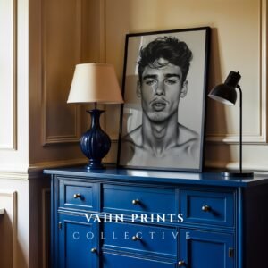 Muscular Male Figure Line Art Printable Wall Decor Modern Minimalist Art