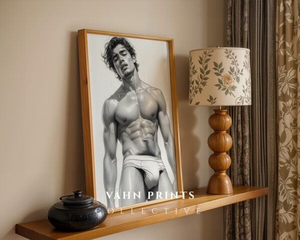 Minimal Nude Male Anatomy Art Wall Print
