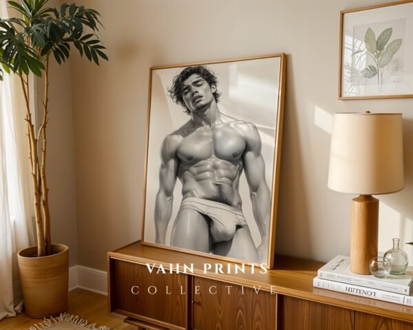Minimal Nude Male Anatomy Art Wall Print
