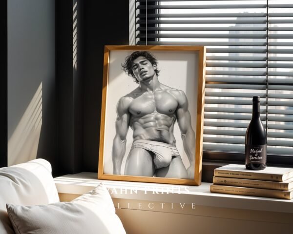 Minimal Nude Male Anatomy Art Wall Print