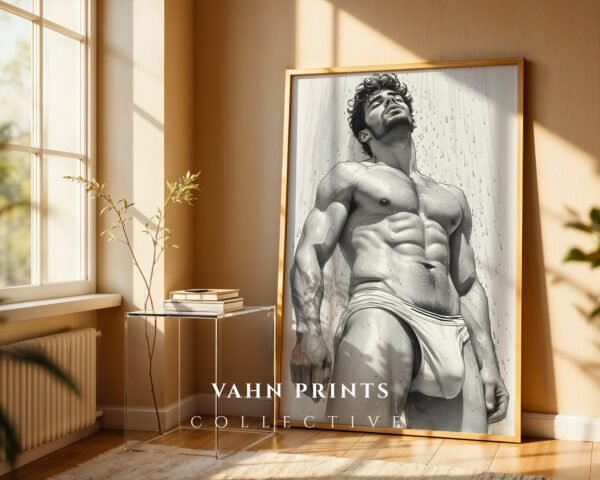 Male Nude Body Illustration Wall Art Contemporary Printable