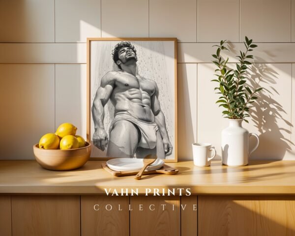 Male Nude Body Illustration Wall Art Contemporary Printable