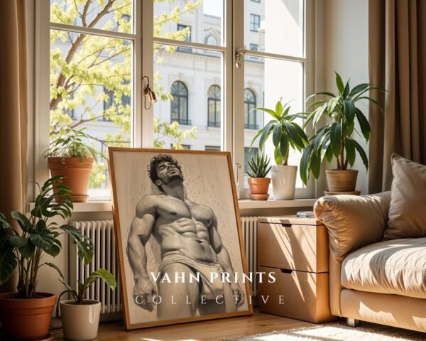 Male Nude Body Illustration Wall Art Contemporary Printable