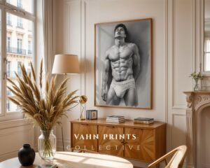 Clean Nude Male Line Drawing Wall Decor Modern