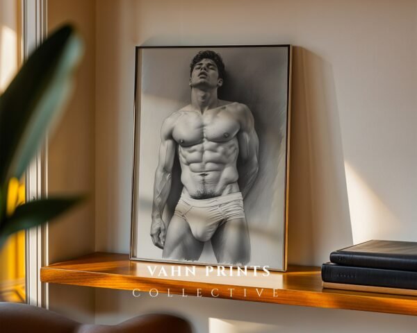 Clean Nude Male Line Drawing Wall Decor Modern
