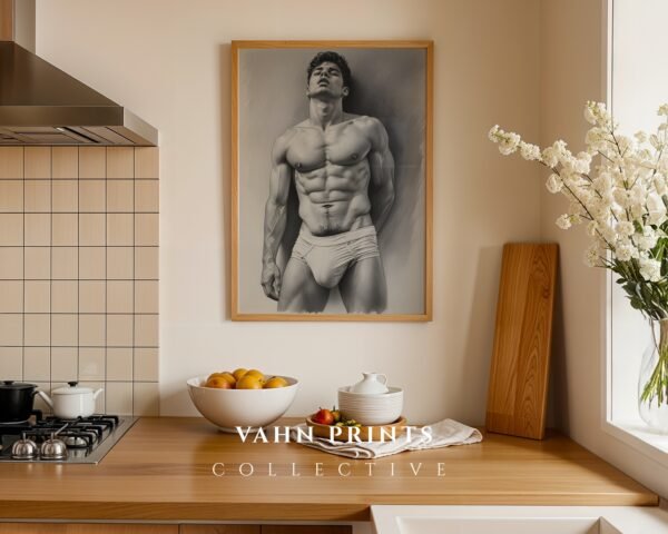 Clean Nude Male Line Drawing Wall Decor Modern