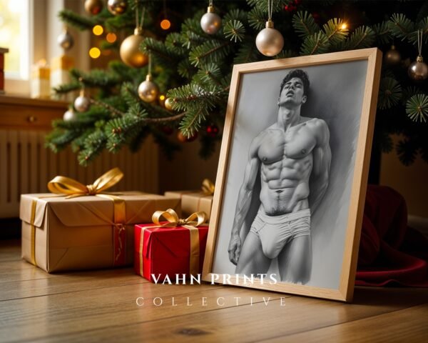 Clean Nude Male Line Drawing Wall Decor Modern