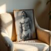 Clean Nude Male Line Drawing Wall Decor Modern