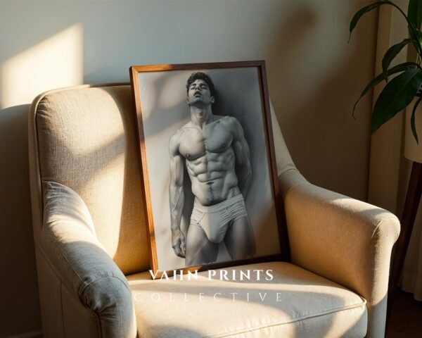 Clean Nude Male Line Drawing Wall Decor Modern