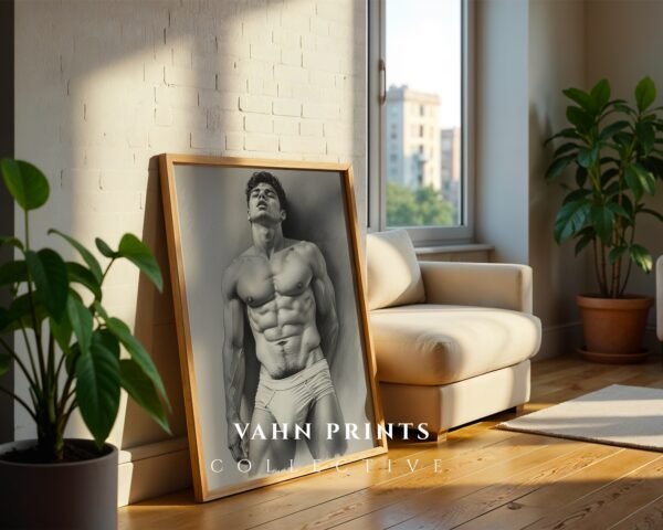 Clean Nude Male Line Drawing Wall Decor Modern