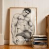 Male Nude Figure Study Art Print Minimalist Design