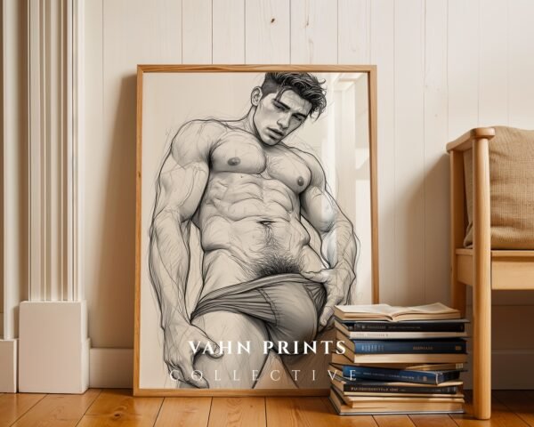 Male Nude Figure Study Art Print Minimalist Design