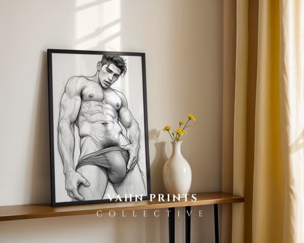 Male Nude Figure Study Art Print Minimalist Design