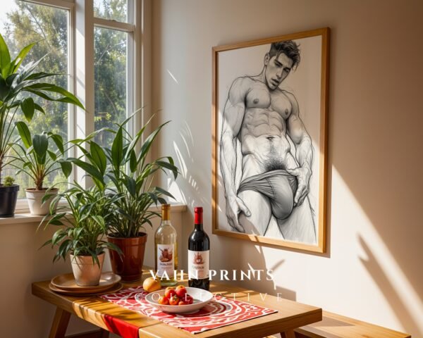 Male Nude Figure Study Art Print Minimalist Design