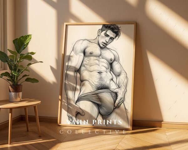 Male Nude Figure Study Art Print Minimalist Design