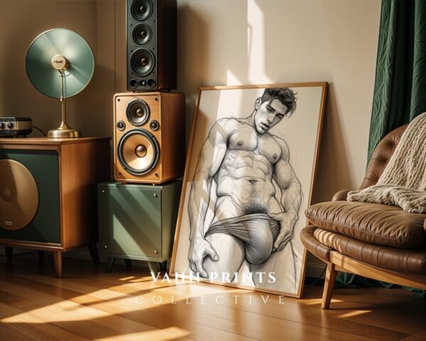 Male Nude Figure Study Art Print Minimalist Design