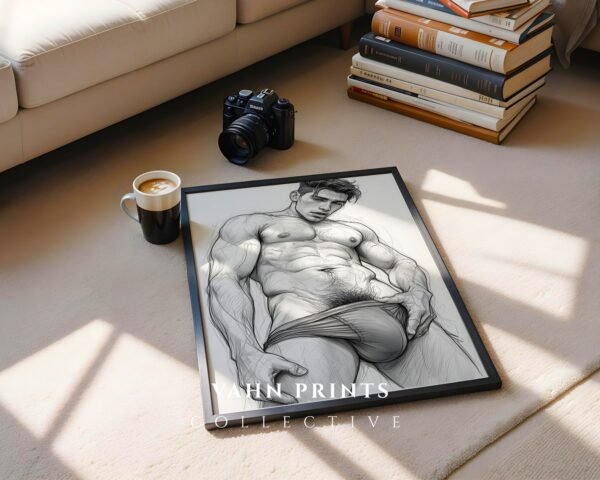 Male Nude Figure Study Art Print Minimalist Design