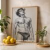 Stylish Nude Male Body Wall Art Line Sketch