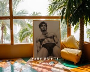 Modern Nude Male Illustration Wall Art Minimal