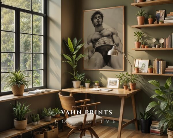 Modern Nude Male Illustration Wall Art Minimal