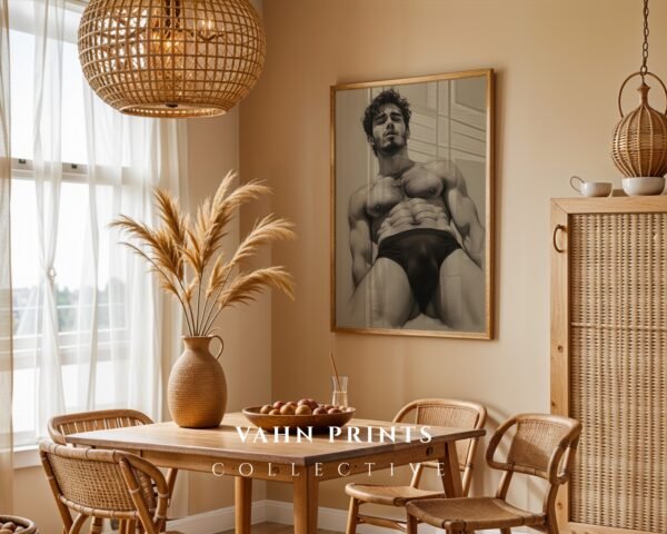 Modern Nude Male Illustration Wall Art Minimal