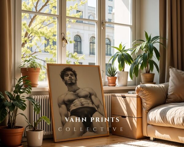 Modern Nude Male Illustration Wall Art Minimal