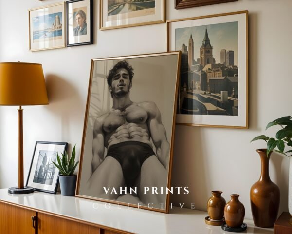 Modern Nude Male Illustration Wall Art Minimal