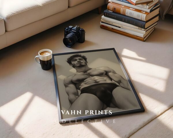 Modern Nude Male Illustration Wall Art Minimal