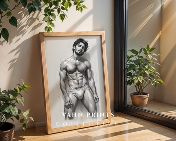 Elegant Nude Male Figure Wall Art Clean Minimal Style