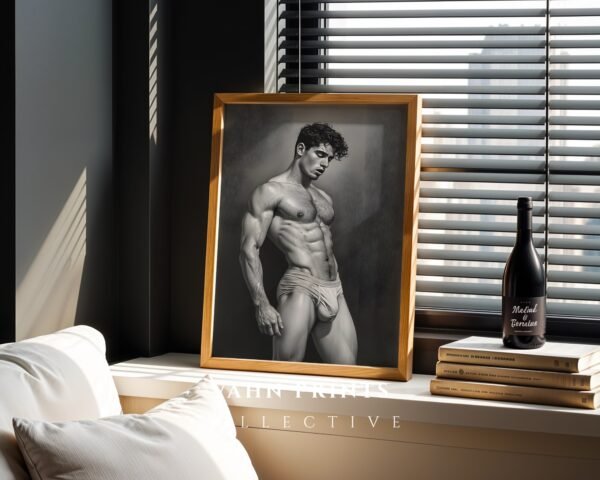 Male Nude Body Art Illustration Wall Decor Modern