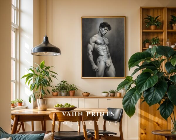 Male Nude Body Art Illustration Wall Decor Modern