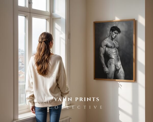Male Nude Body Art Illustration Wall Decor Modern