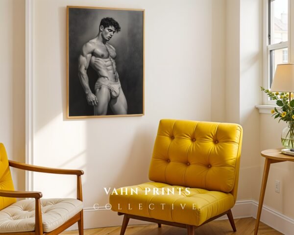 Male Nude Body Art Illustration Wall Decor Modern