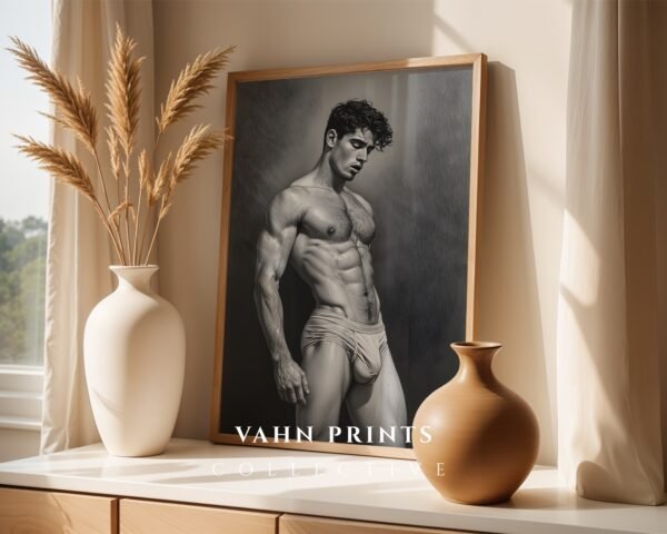 Male Nude Body Art Illustration Wall Decor Modern